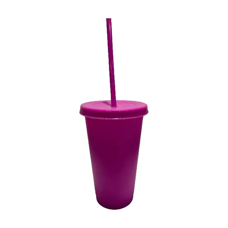 Vaso con tapa y popote 16 oz